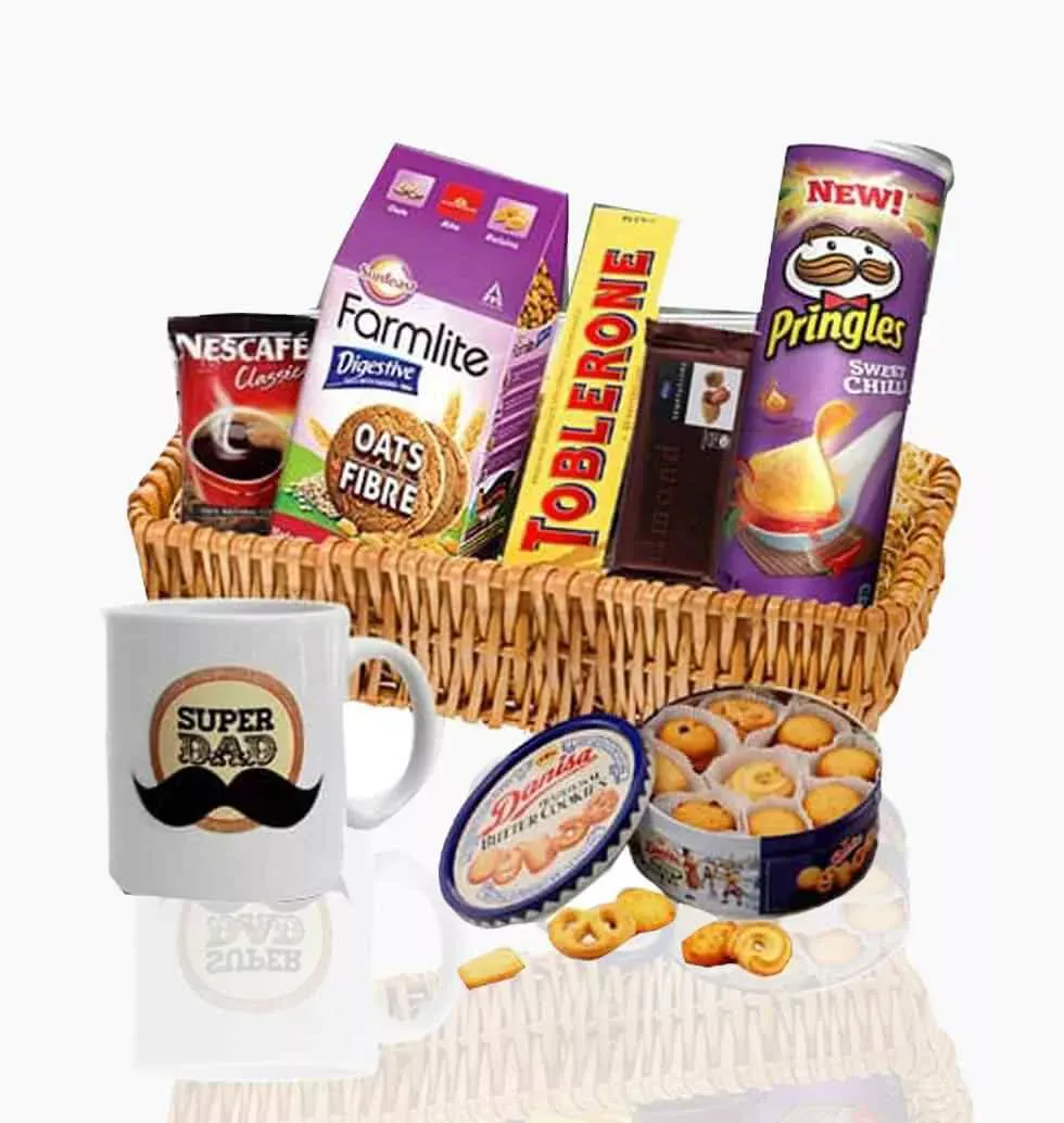 Father'S Day Gift Basket With Delicious Snacks