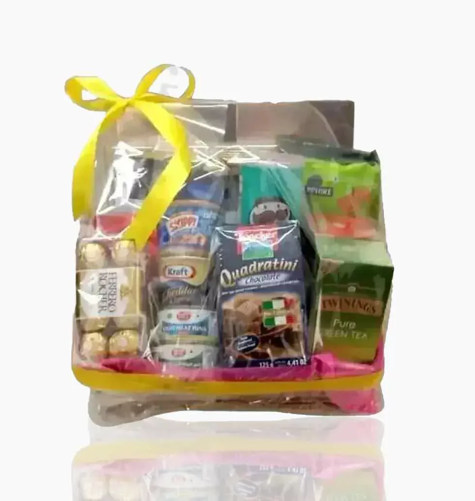 Packaged Edibles In A Gift Basket