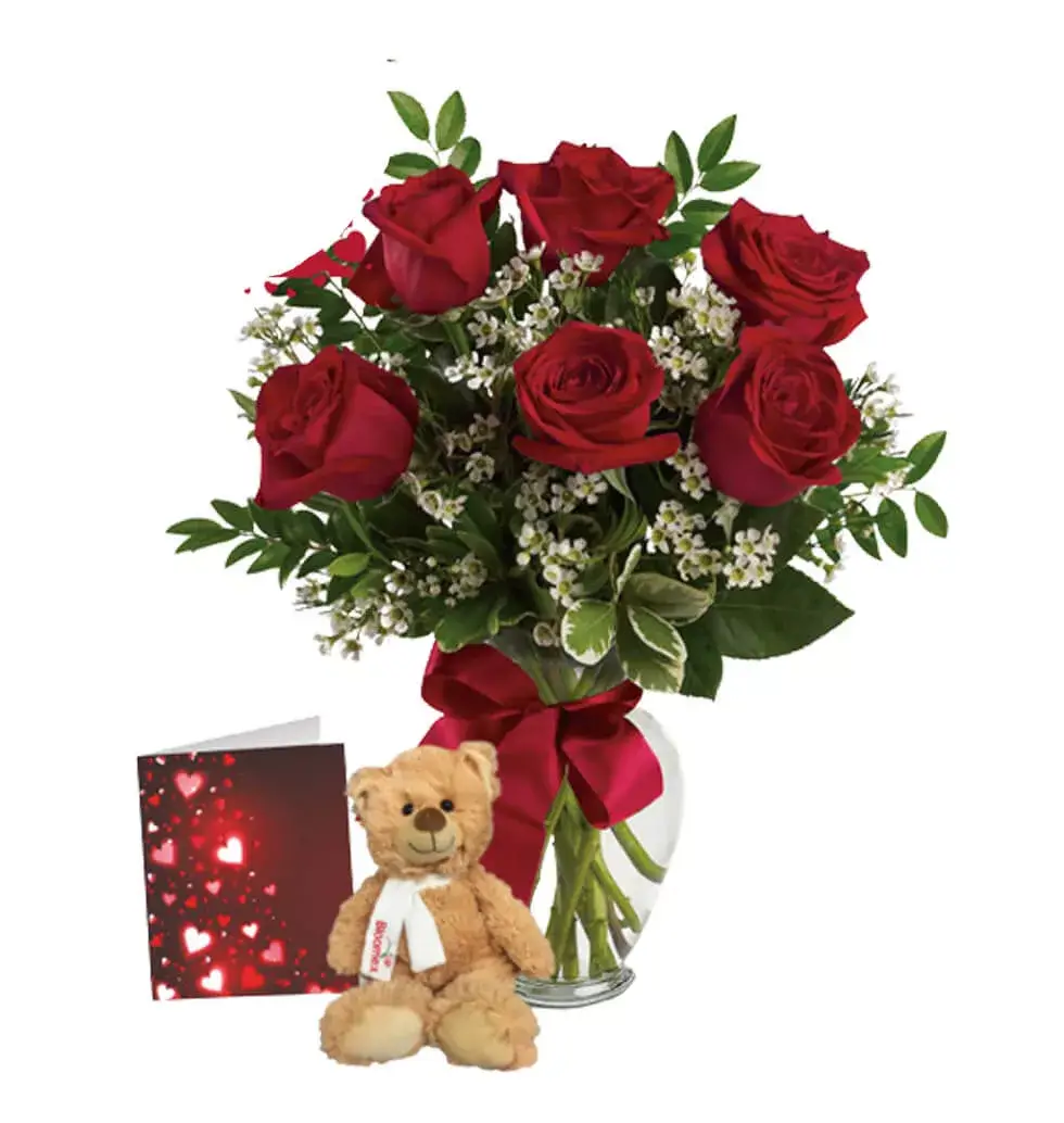 Assortment Of 6 Red Roses