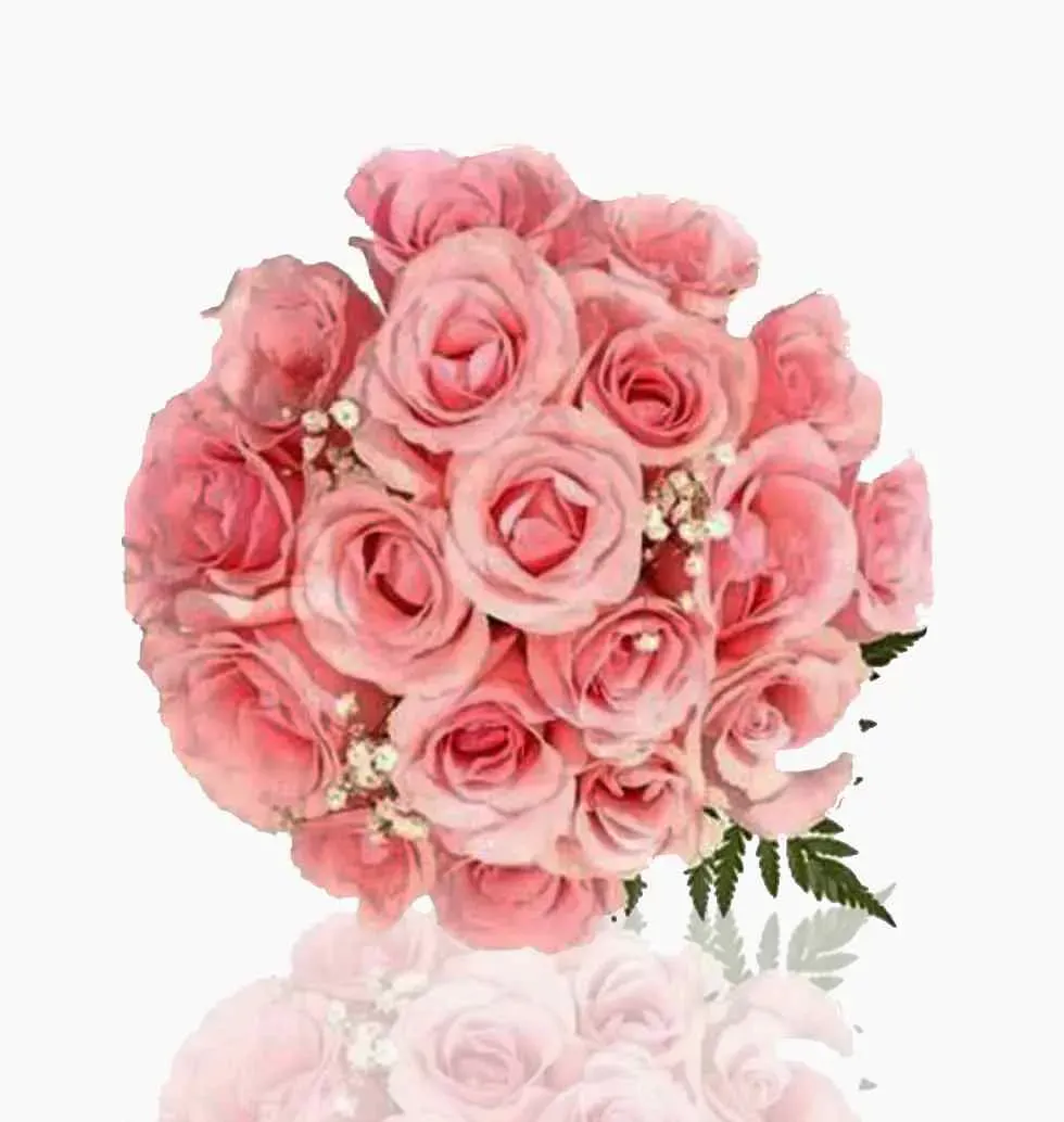 18 Pink Roses In A Lovely Bouquet