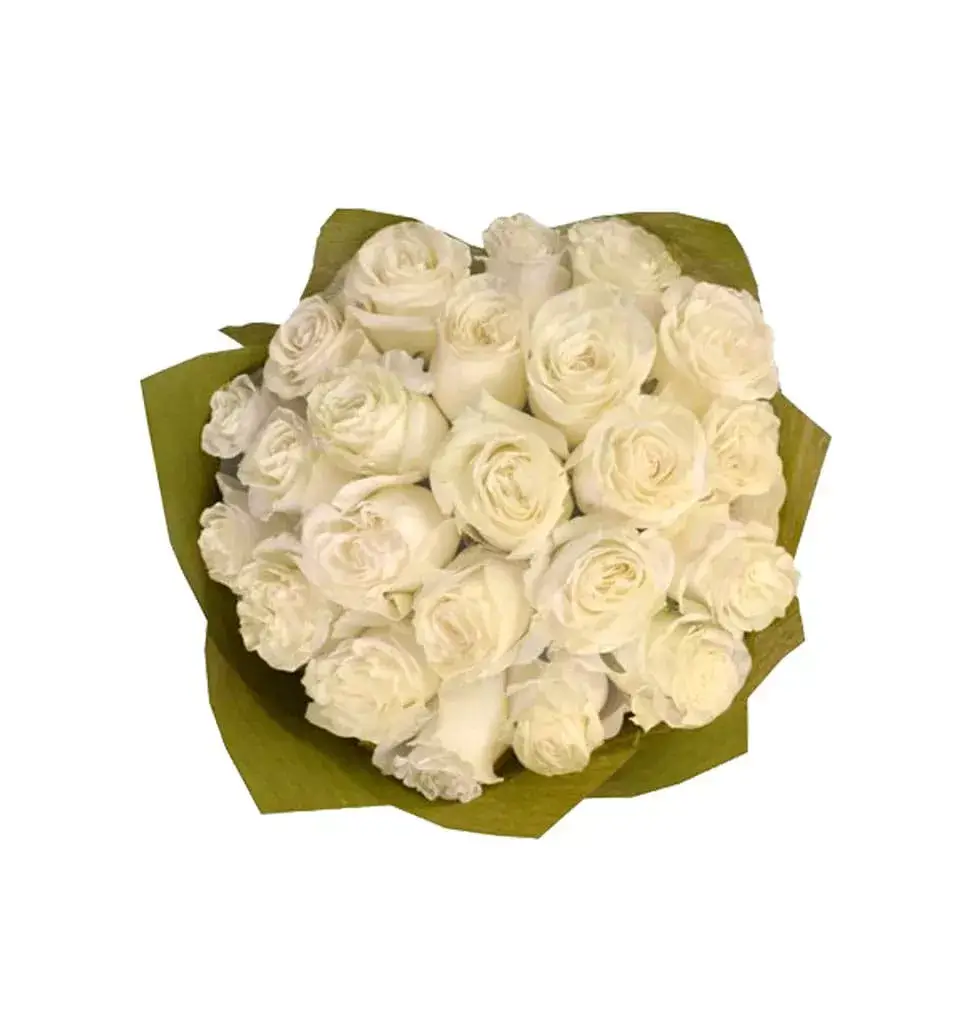 Set Of 24 White Roses