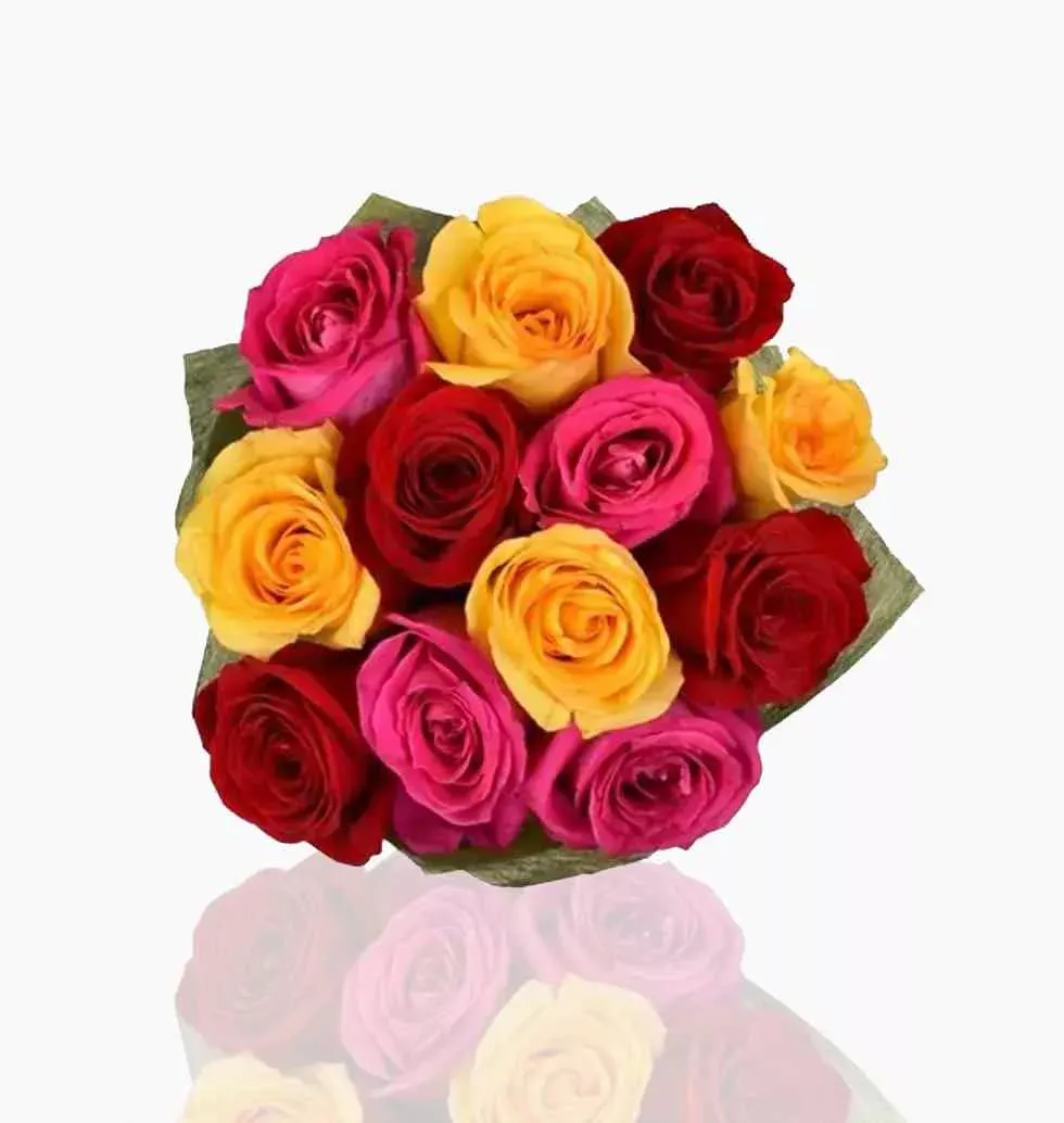 12 Mixed Coloured Roses