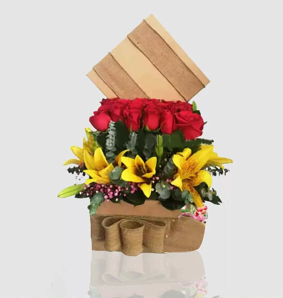 Roses And Lilies Wooden Box