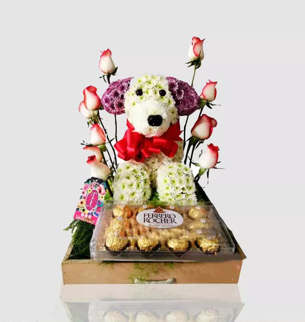 Chocolate Teddy With Flowers