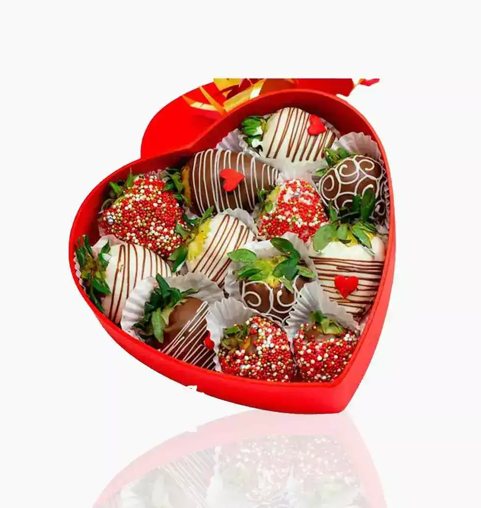 Strawberries In A Heart Box
