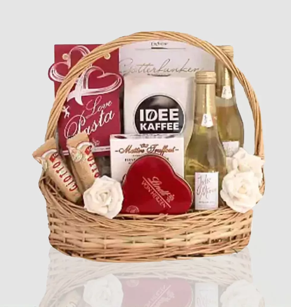 Gourmet Treats And Delicate Decor in A Basket