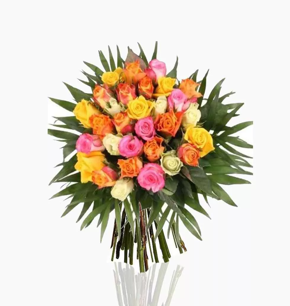 Vibrant Rose Medley: Multicolour Bouquet