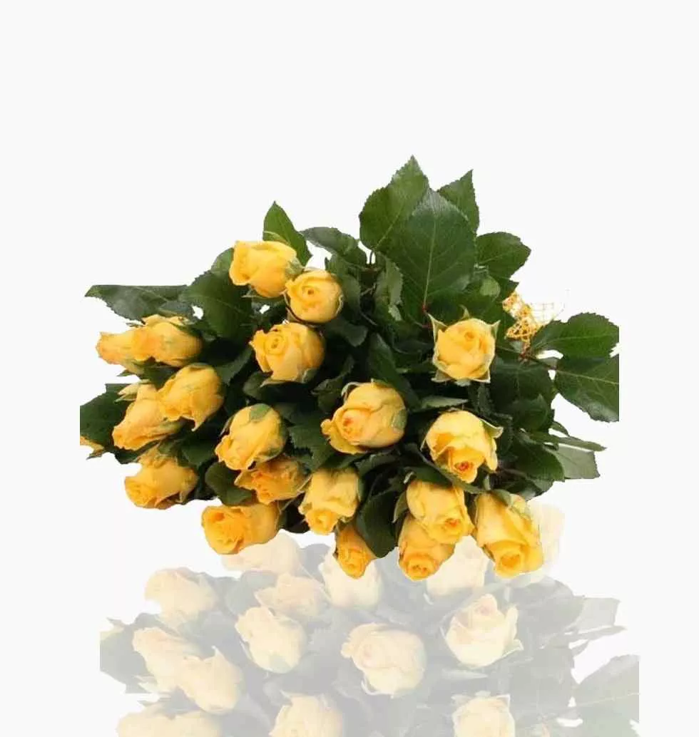 Bouquet Of Twelve Yellow Roses