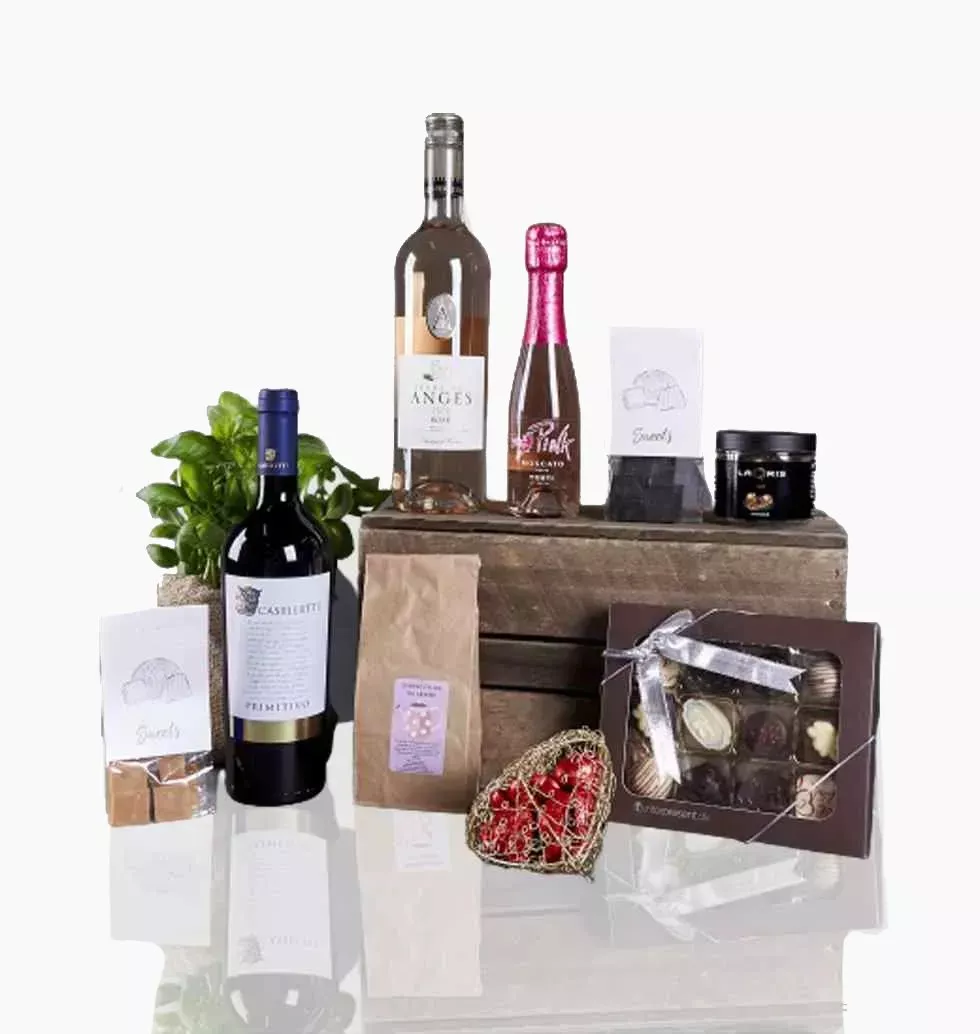Black Cardboard Suitcase With Wine