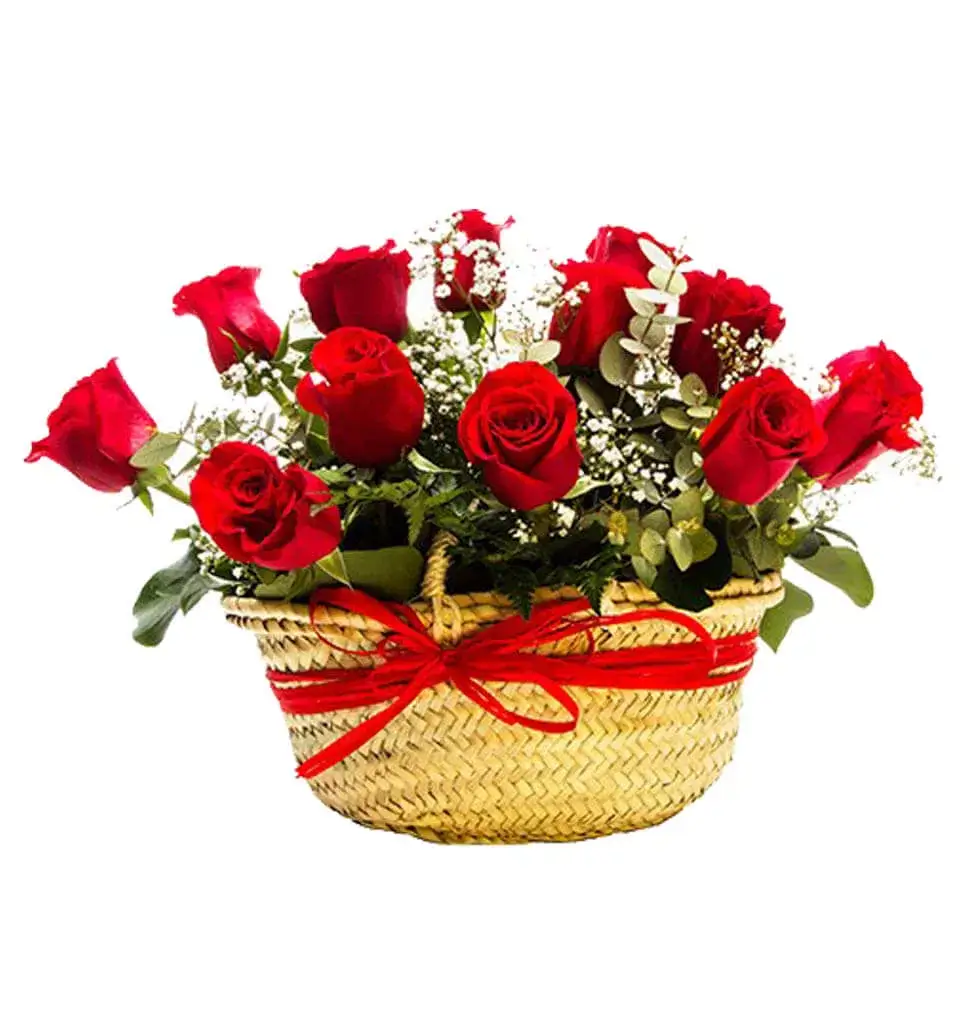 Basket Of Red Roses
