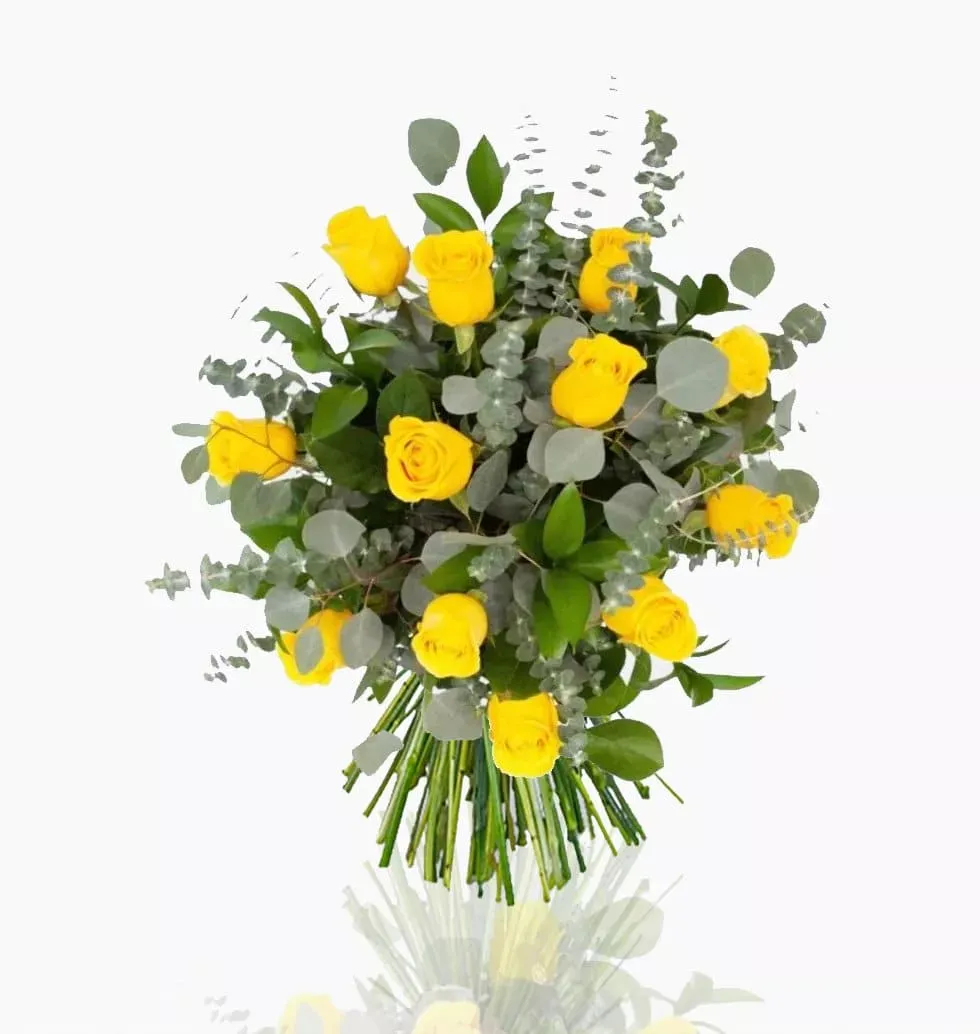 10 Radiant Yellow Rose Bouquet