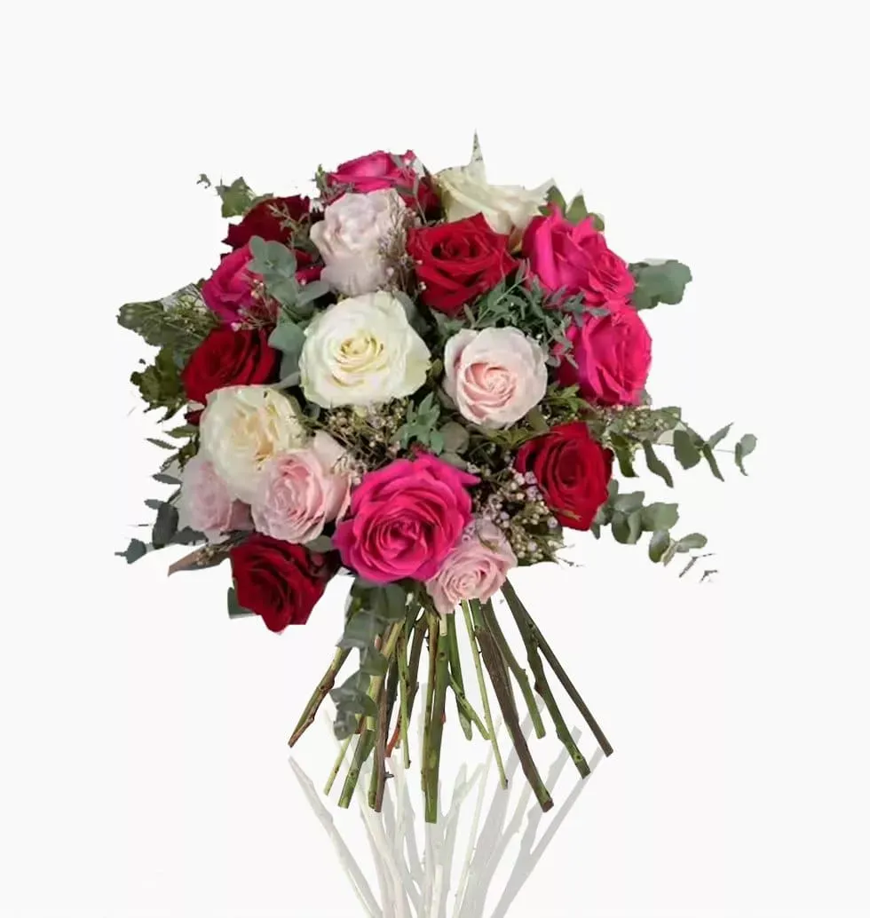 Multicolor Short Stem Roses Bouquet
