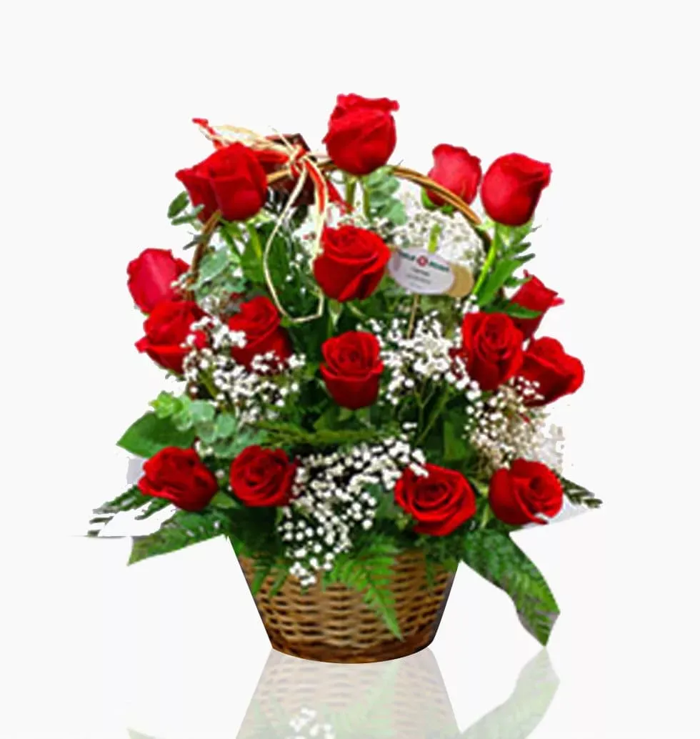 Basketful Of Passion: 24 Red Roses