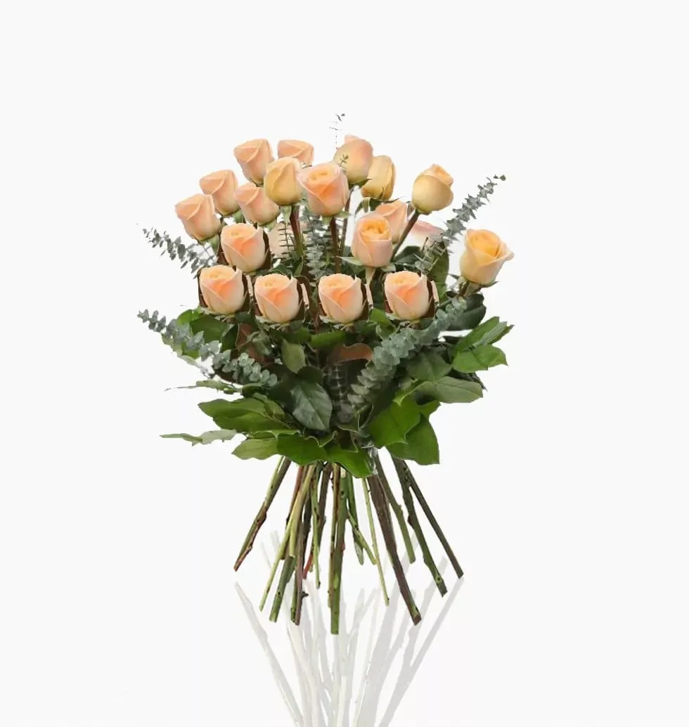 Chic Bouquet Of 24 Champagne Roses