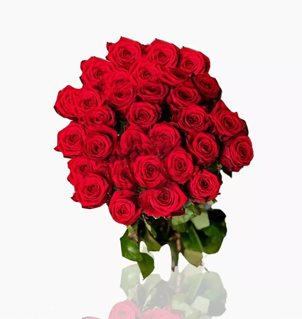 Enchanting Bouquet of Crimson Roses