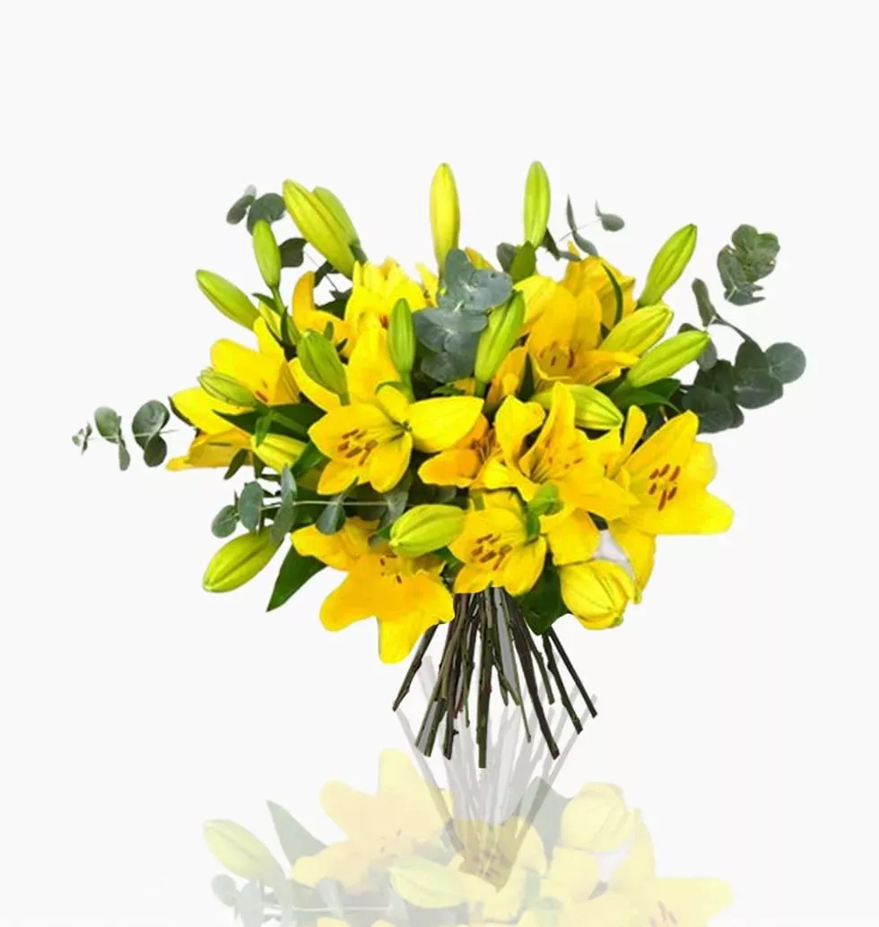 Golden Glow: Bouquet of Yellow Lilies