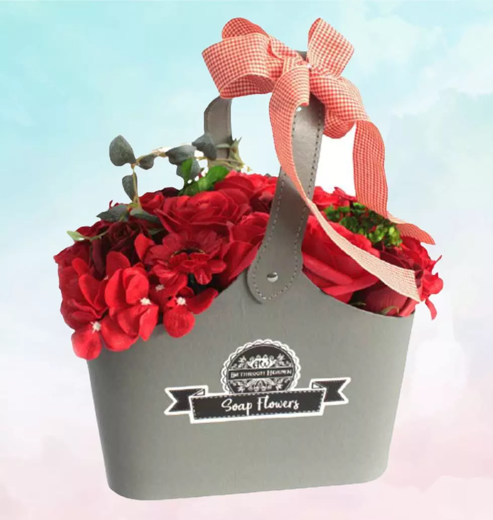 Case Of Red Soap Flowers
