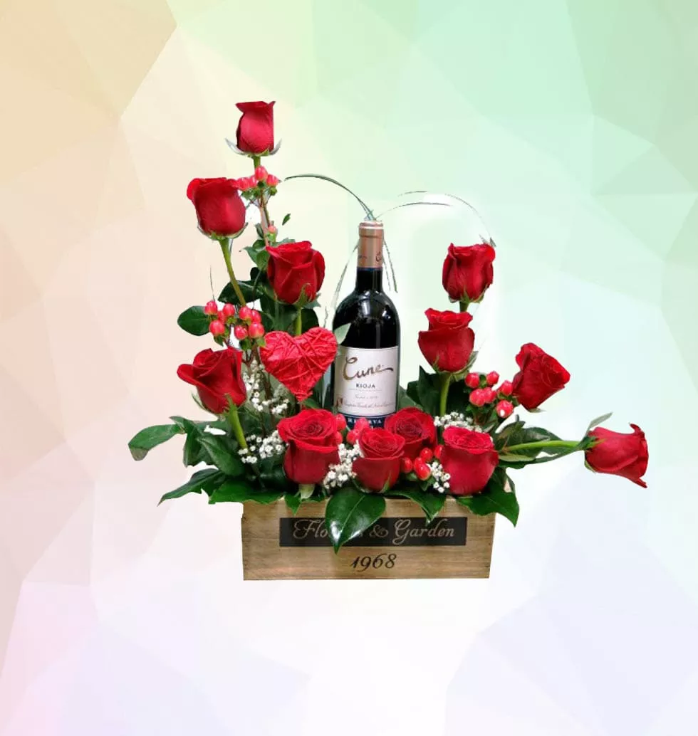 Celebration With Roses And Wine