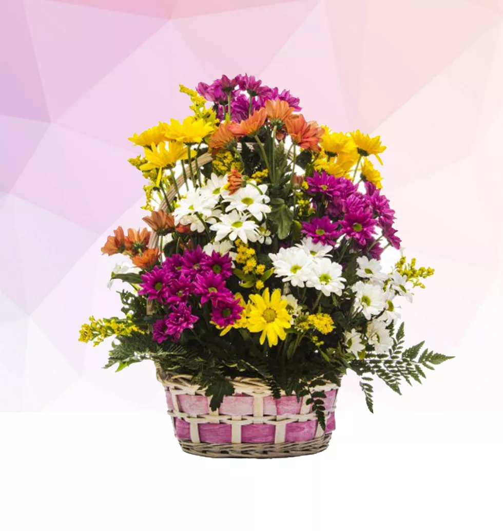 Basket Composed Of Daisies