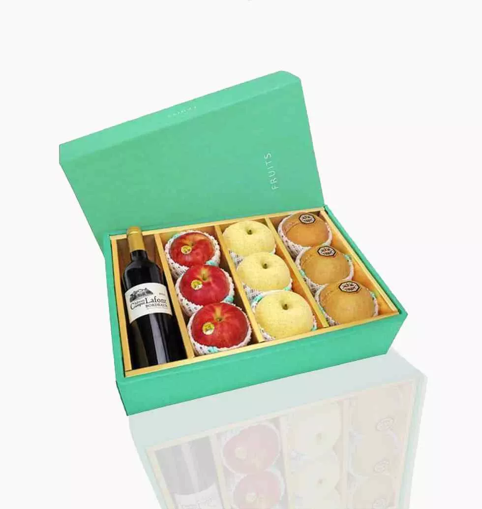 Box Of Fruits with Wine