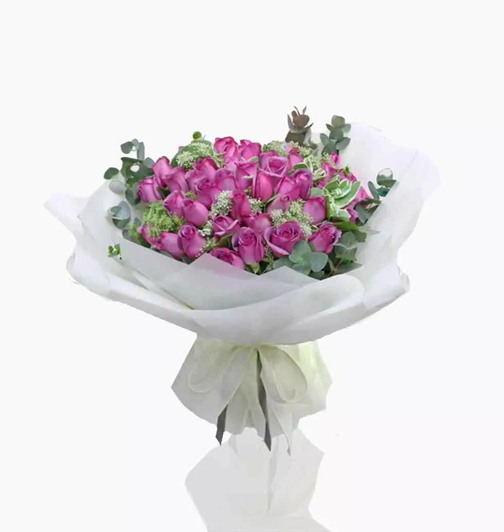 Purple Rose Flower Bouquet
