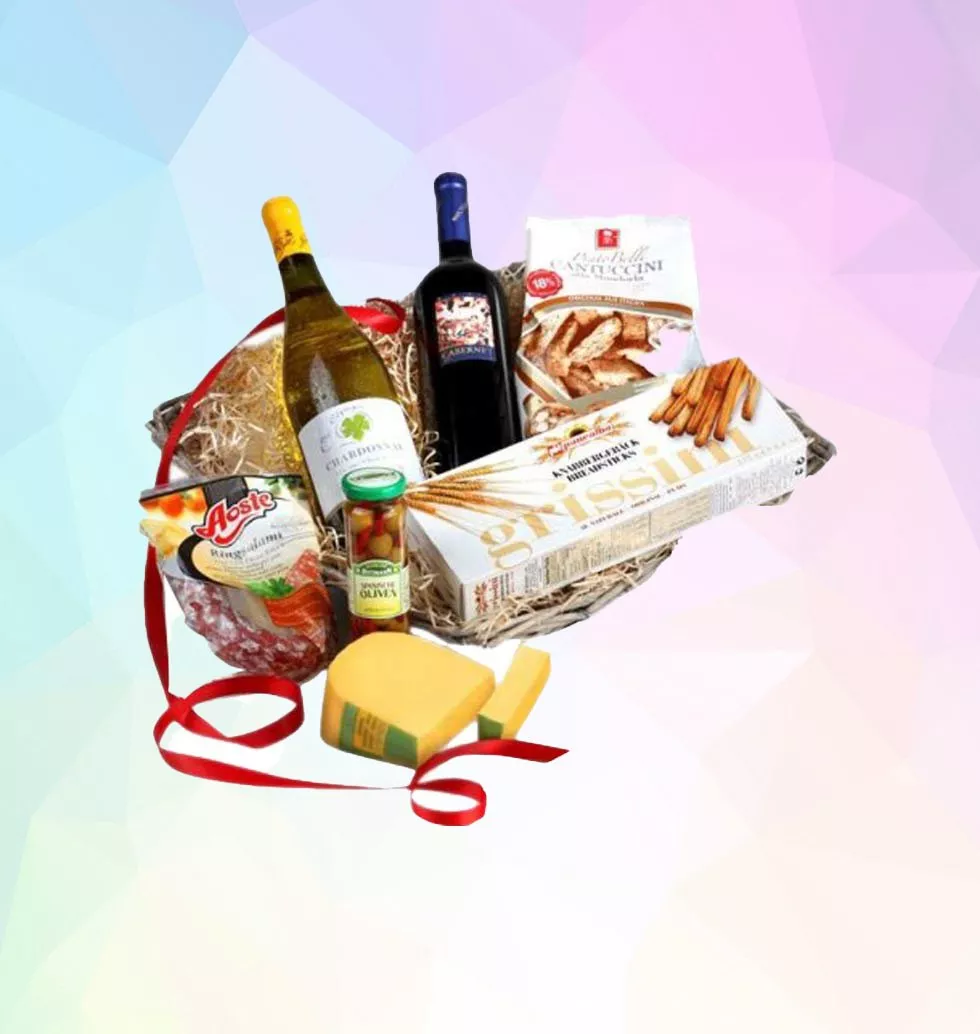 Gourmet Basket With Italian Wine