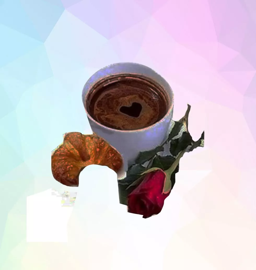 Coffee, A Red Rose, And A Croissant