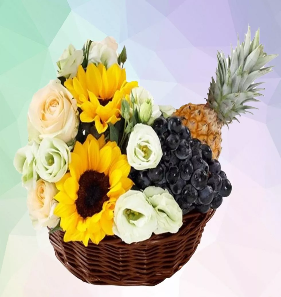 Basket Containing Sunflowers