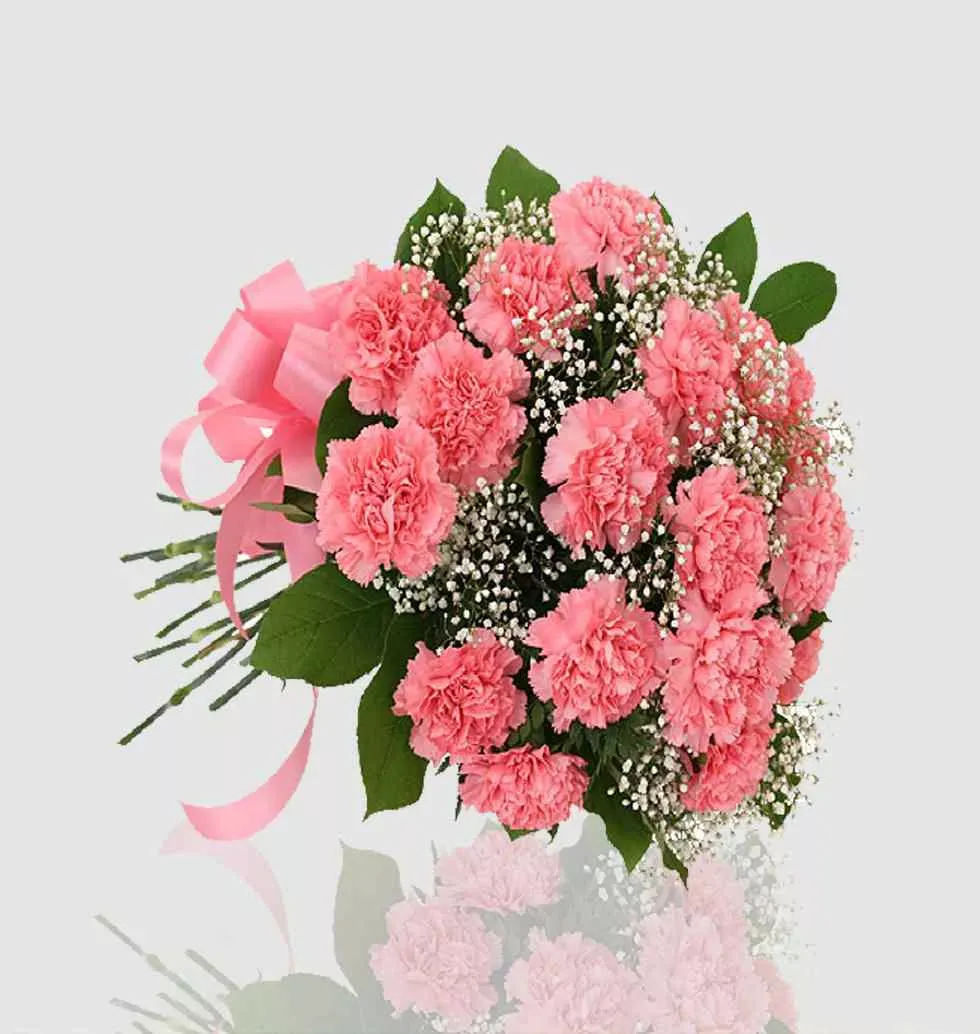 Baby'S Breath And 18 Pink Carnations