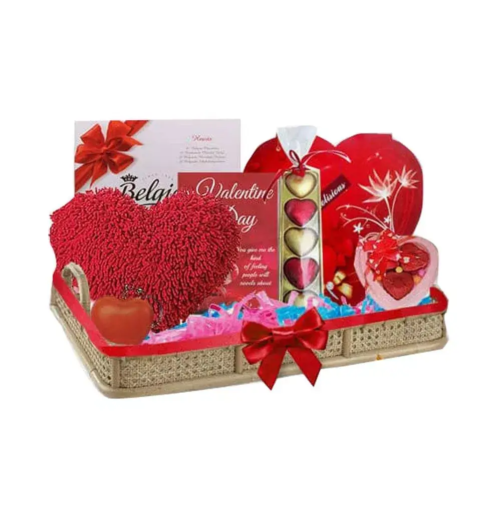 Valentine Gift Basket With Chocolaty Treats
