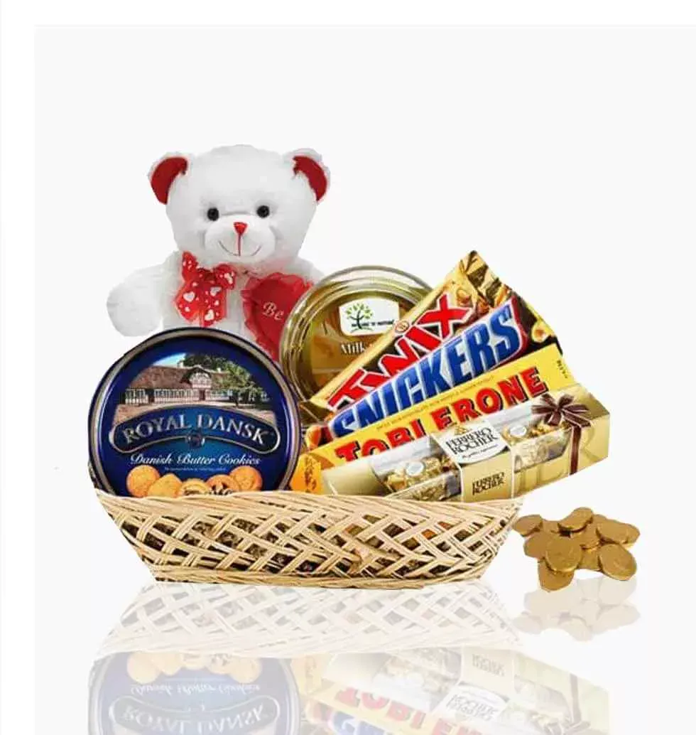 Chocolaty Gift Basket With Teddy