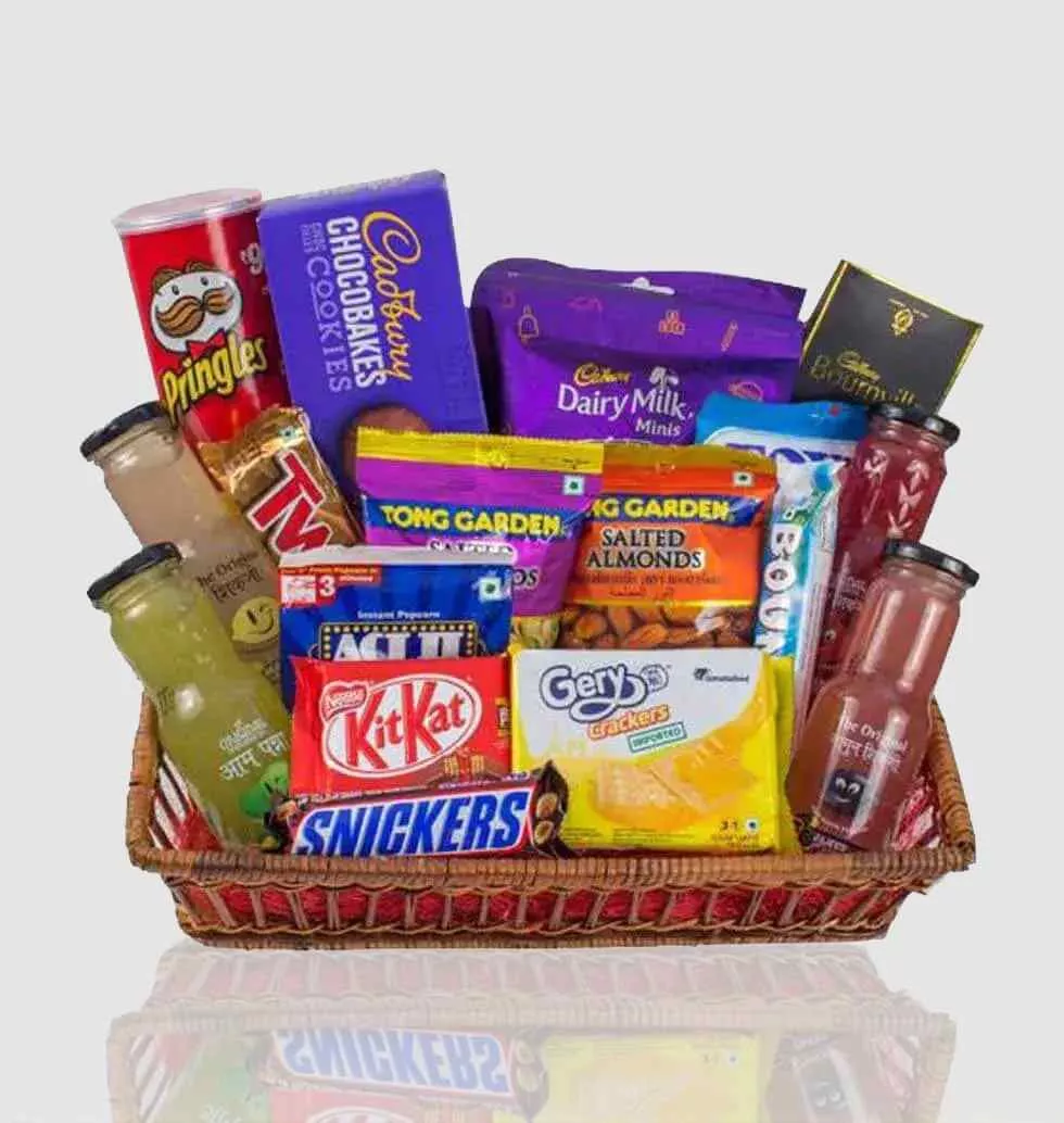 Food Basket Filed With Exotic Products