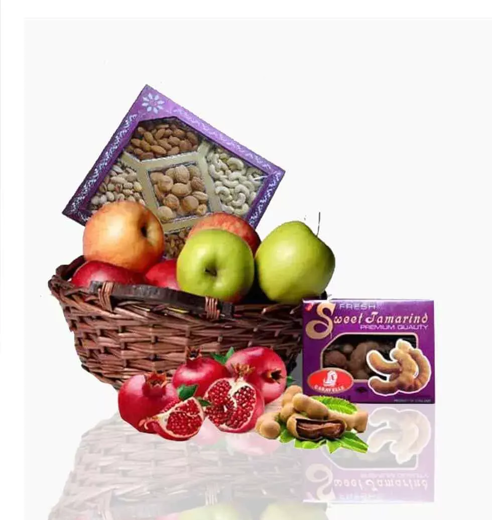 An Enticing Basket Of Fruits And Nuts