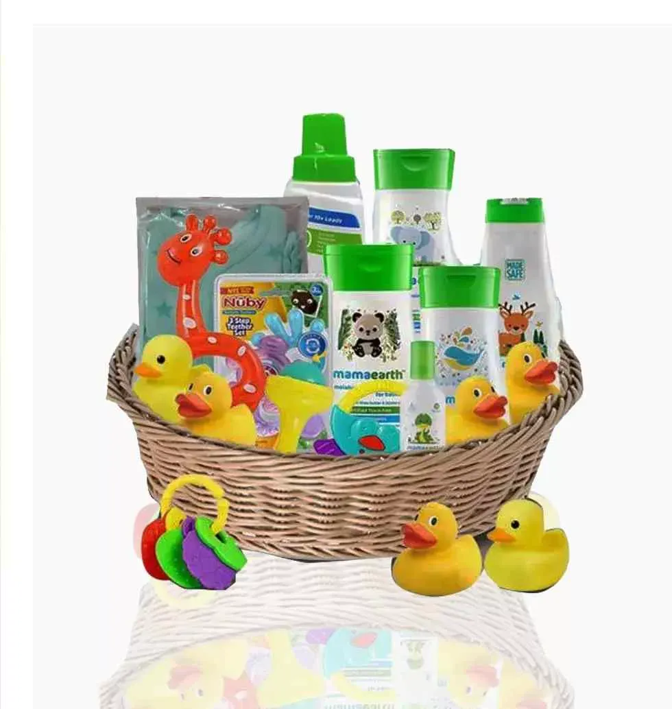 Basket Of Bathing Products For Kids
