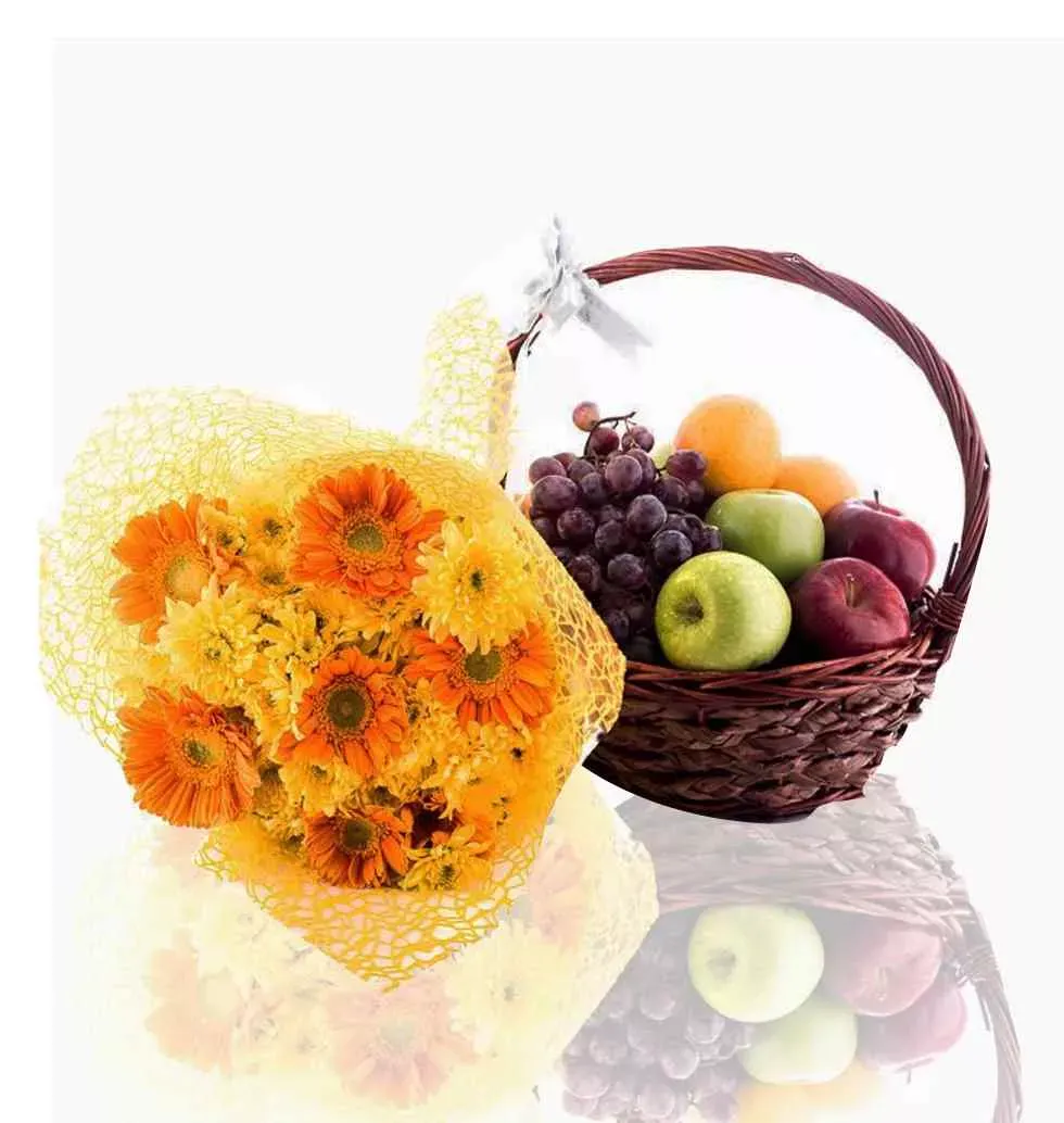 Flowers In Fruit Basket