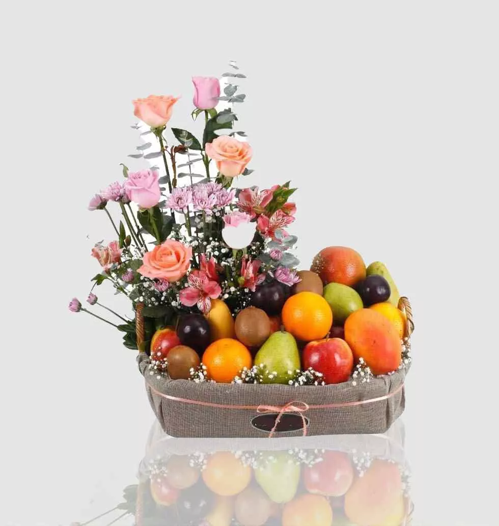 Exclusive Flower And Fruit Basket