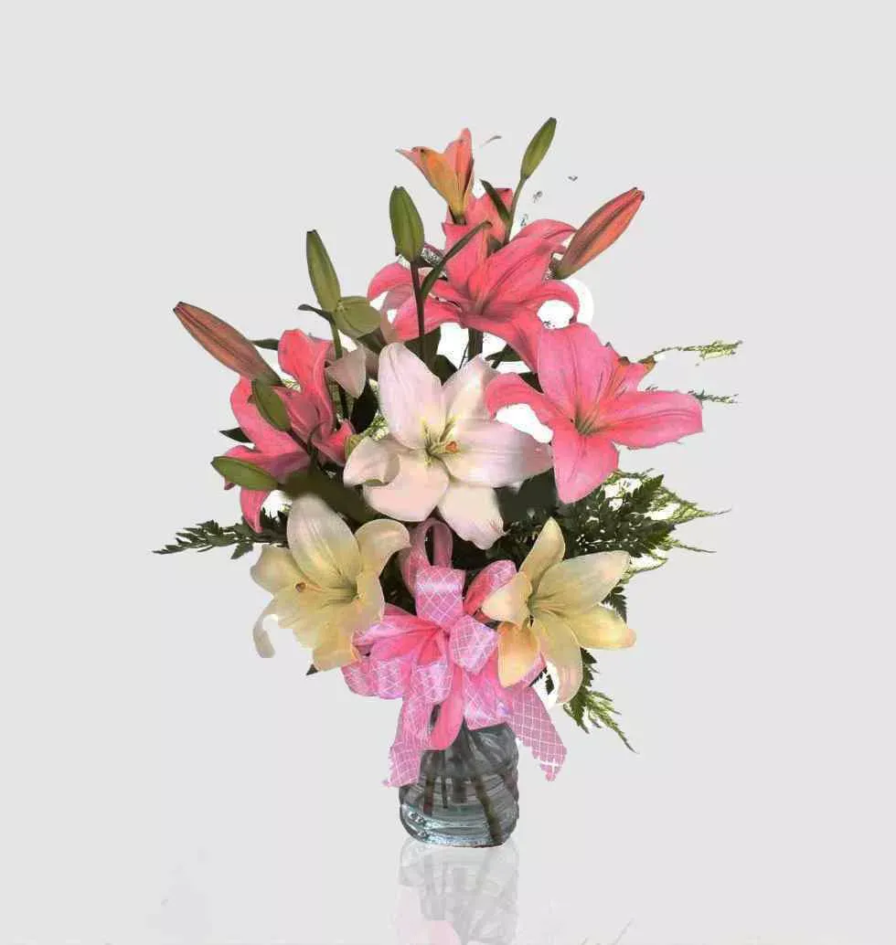 Pink And White Lily Bouquet