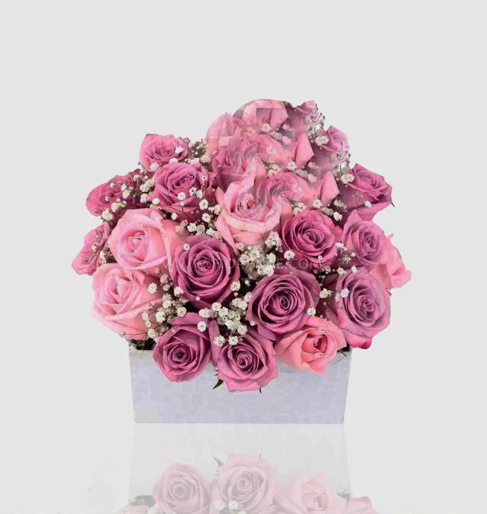 Lilac Roses In A Basket