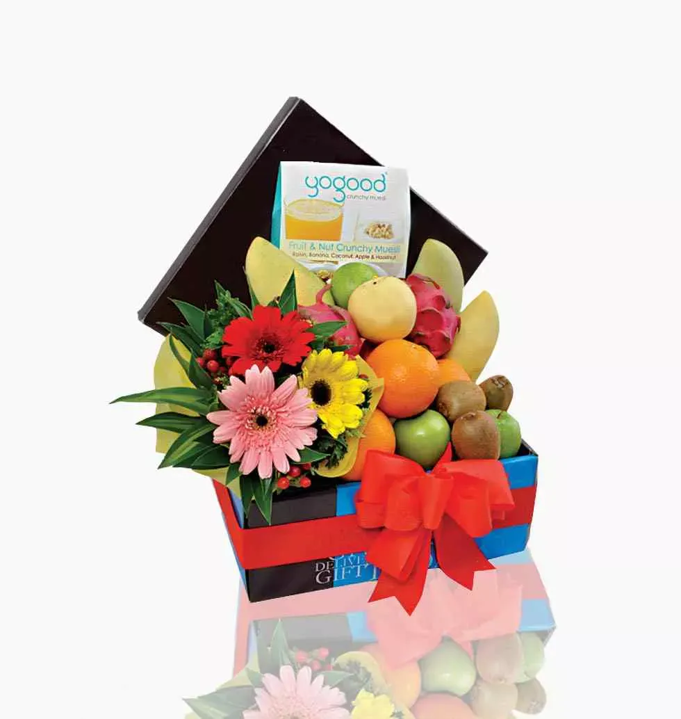 Decorative Fruits And Flowers Hamper