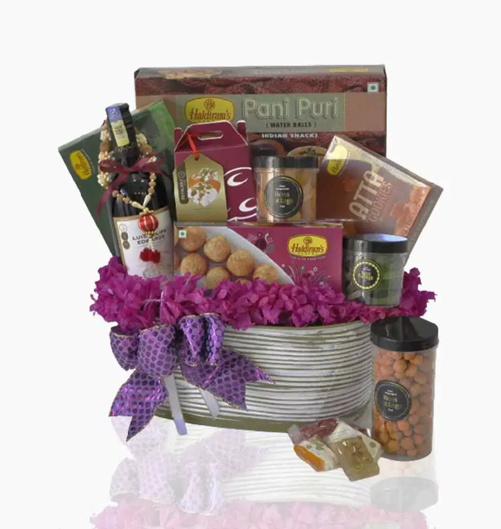 Wine Gift Basket with Sweets