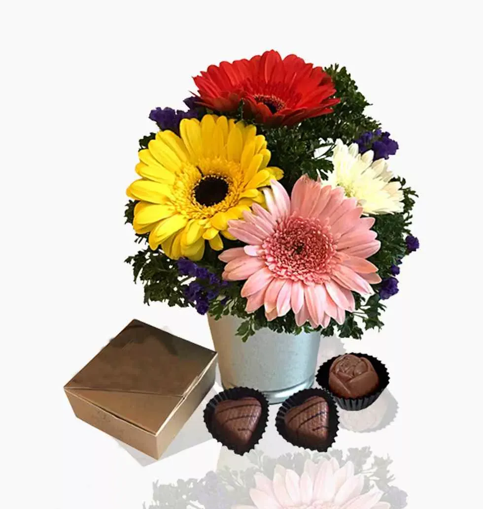 Exotic Gerberas and Chocolate Gift