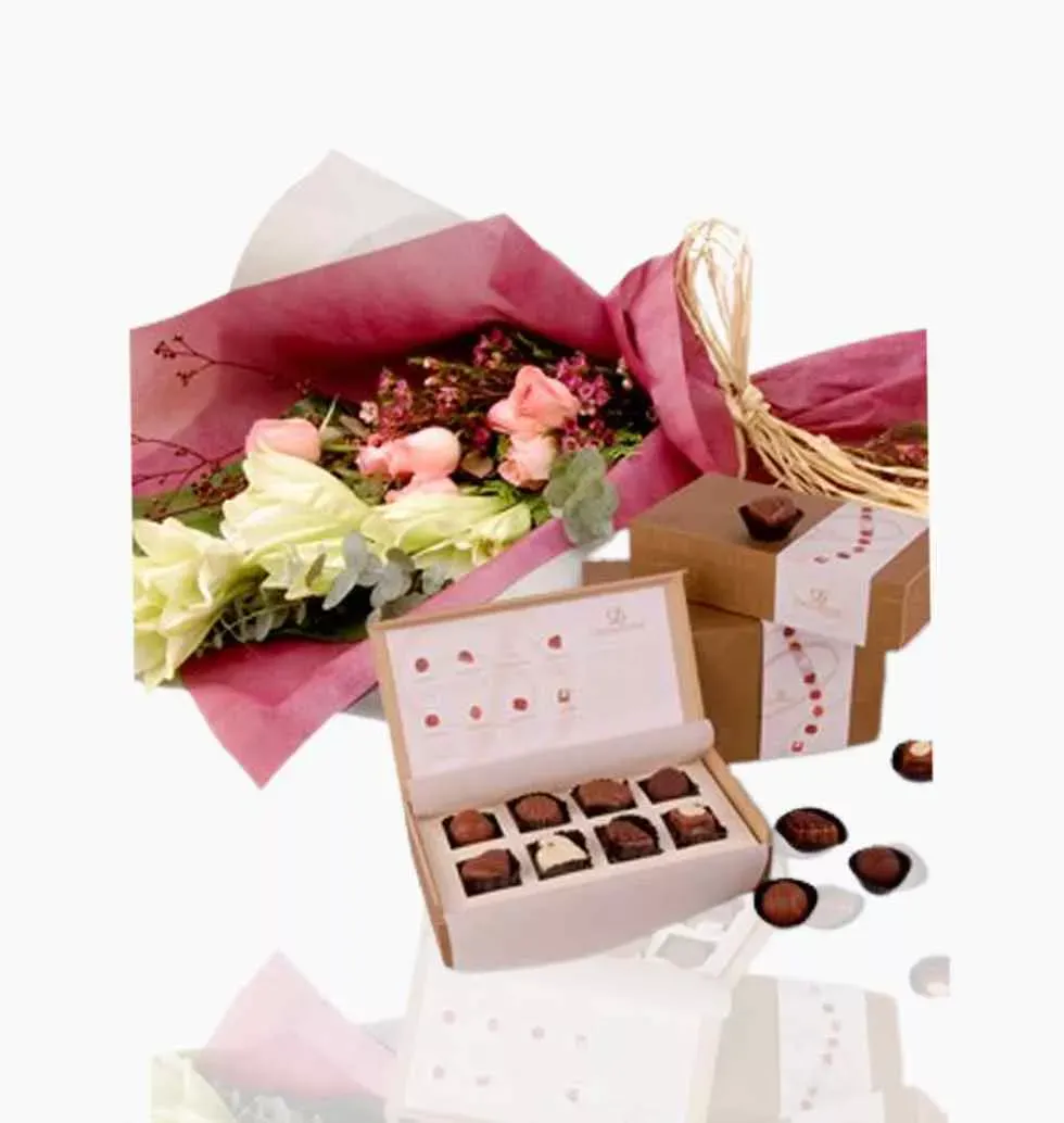 Chocolates with lilies