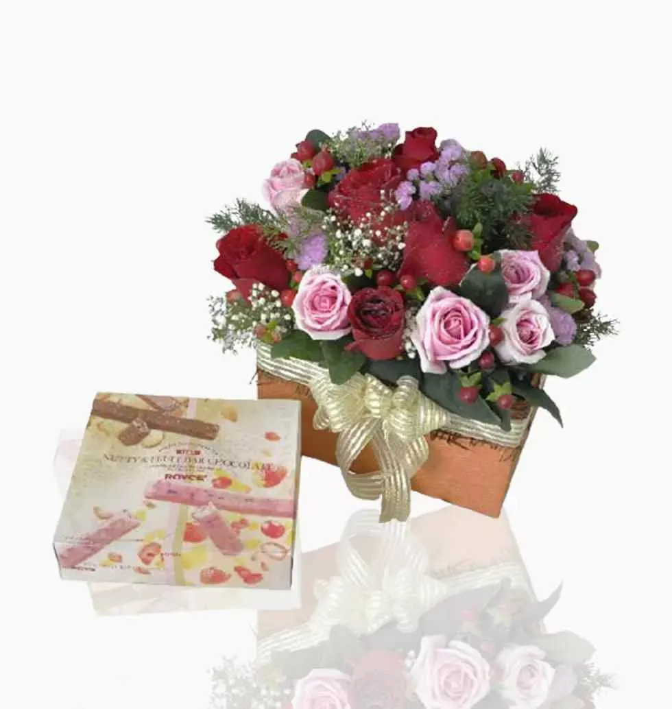 chocolates box with flowers
