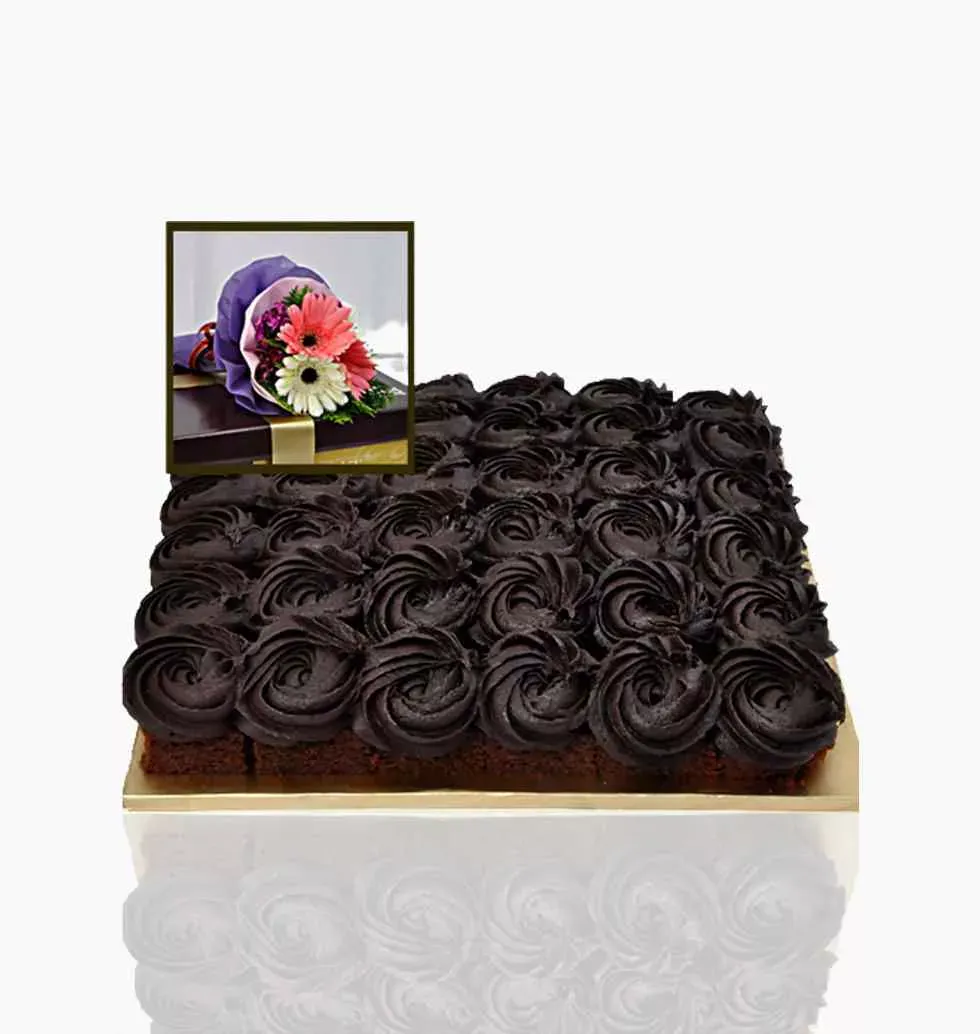 Chocolate Cake Bites with flowers