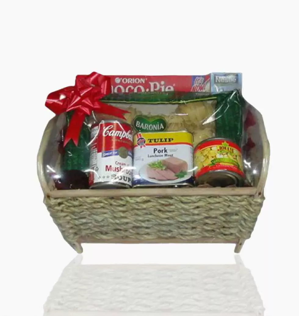 Basket With Chocolate And Goodies