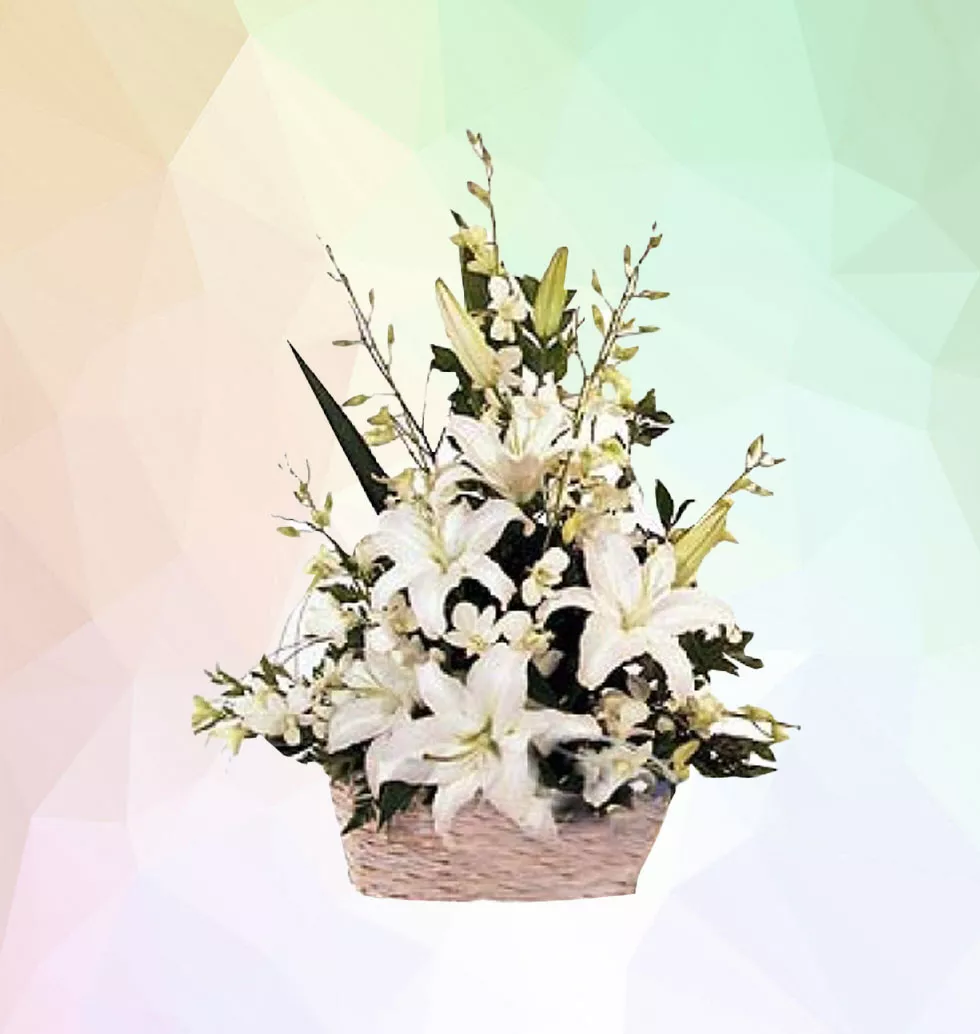 White Lily & Orchid  Basket