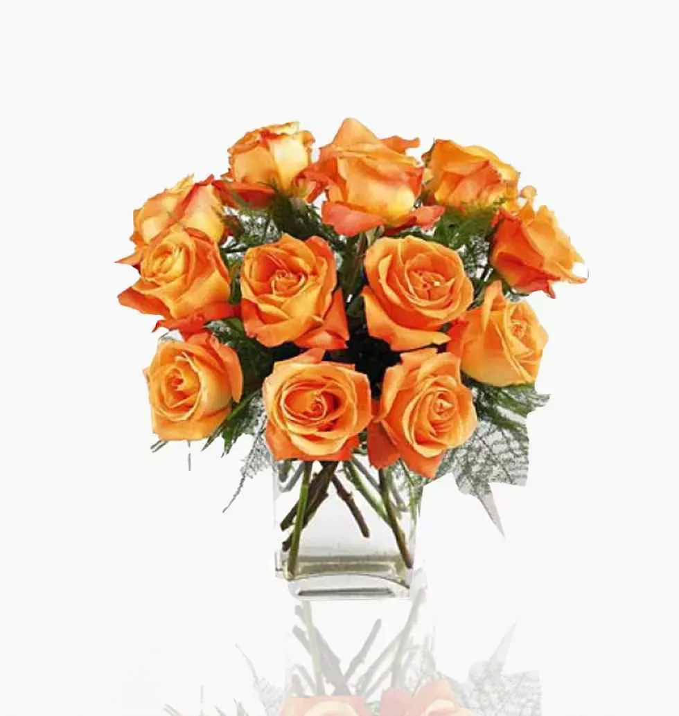 12 Orange Rose Bouquer