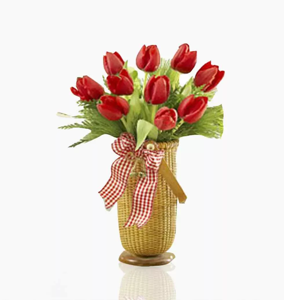 10 Red Tulip Flower Bouquet