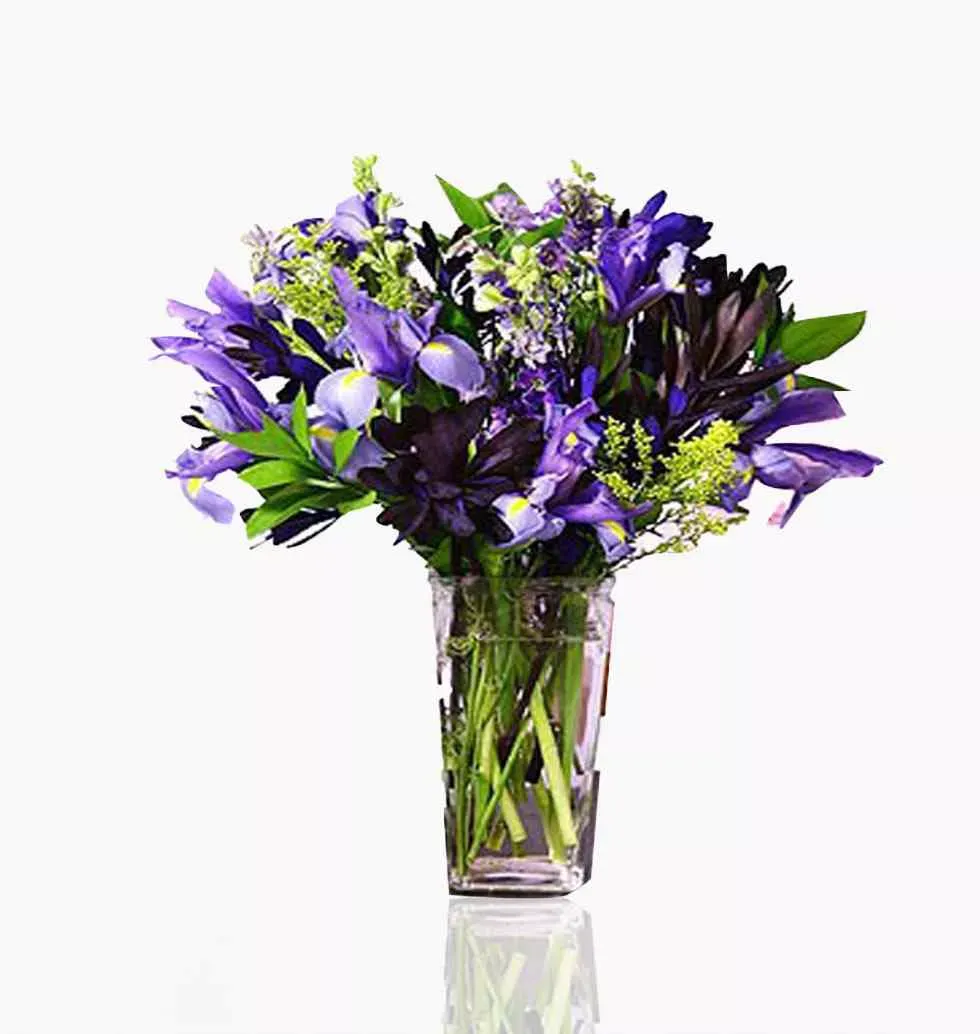 Purple Iris Flower Vase