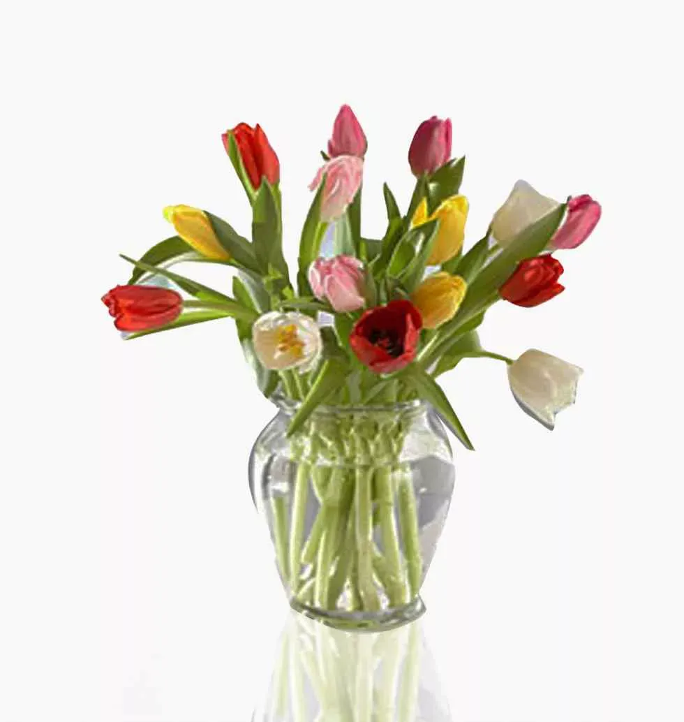 Mixed Tulip Flower Vase